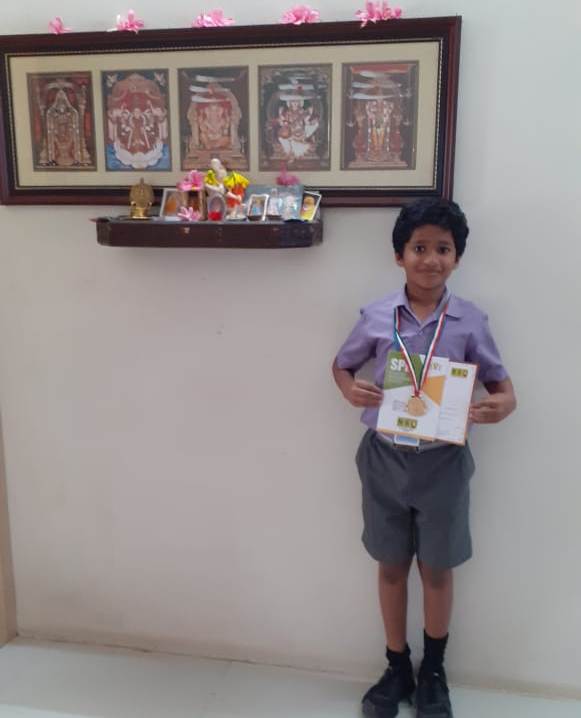 Akilan of class IV received gold medal in National Science Olympiad Akilan of class IV received gold medal in National Science Olympiad