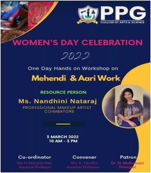 One day Workshop on Mehendi and Aari work